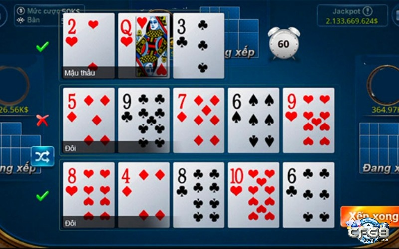 Cách xếp bài mậu binh- Xoay bài linh hoạt để có thể tránh việc lủng bài khi chơi