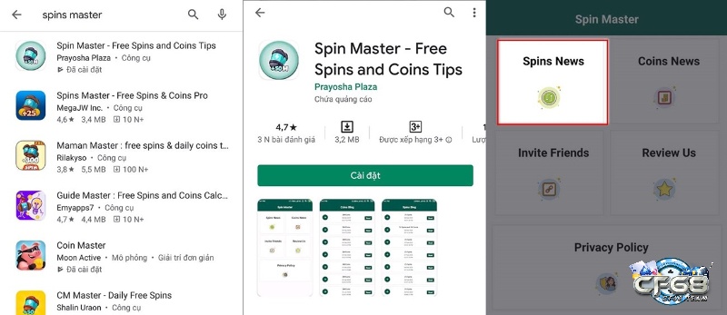 Bạn có thể nhận vòng quay miễn phí qua ứng dụng Spins Master